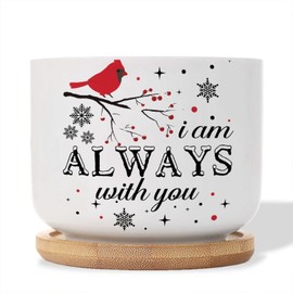 DecStic I Am Always with You Planters Ceramic Bible Verse Round Flower Pots with Drainage Holes and Bamboo Tray Pot for Home Desktop Office Windowsill