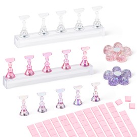 AIMEILI Nail Stand for Press On Nails, Fake Nail Holder for Painting Nails, Solid Acrylic Nail Stands for Nail Practice False Nail Designs with Reusable Putty for Home DIY Beginner Salon Supplies