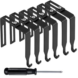 Epicover Over Door Hooks 6 Pack, Heavy Duty Metal Door Hanger Hooks, Adjustable Space Saving Storage Rack, Black Powder Coated Organizer for Bathroom Office Cubicle Partition