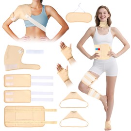 Castor Oil Pack Wrap, 9 Pcs Organic Castor Oil Packs Kit for Neck Shoulder Waist Back Hand Knee Leg and Feet, Castor Oil Patches Reusable Pads Kit for Hot/Cold Oil Wrap Compress for Woman/Man【Khaki】