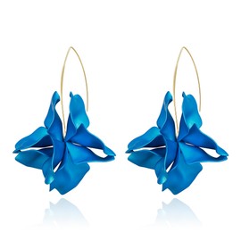 EVER FAITH Petal Earrings for Women Boho Blue Flower Rose Petal Dangle Earrings Acrylic Tiered Large Long Floral Drop Earring Summer Jewellery