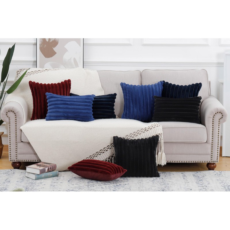 Madizz Set of 2 Faux Fur Plush Decorative Cushion Covers,