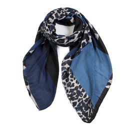 Scarfand's Leopard Print Fashion Scarves Versatile Shawl & Wraps (2 Tone Blue)