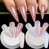Weiße Perle Chrom Nagelpuder Glitzerpuder - Aurora Schimmer Chrom Pigment-Pulver