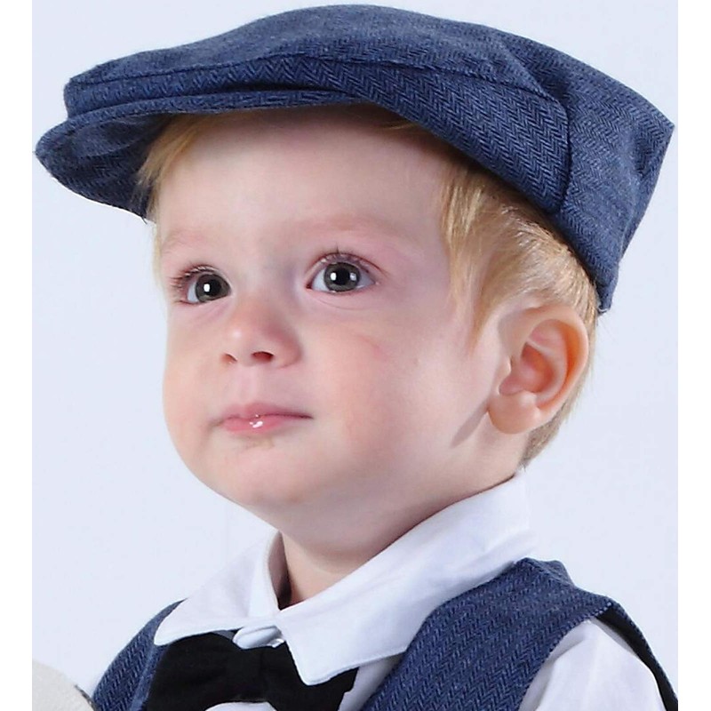 A&J DESIGN Gorro de tweed clásico para niños, Azul marino,