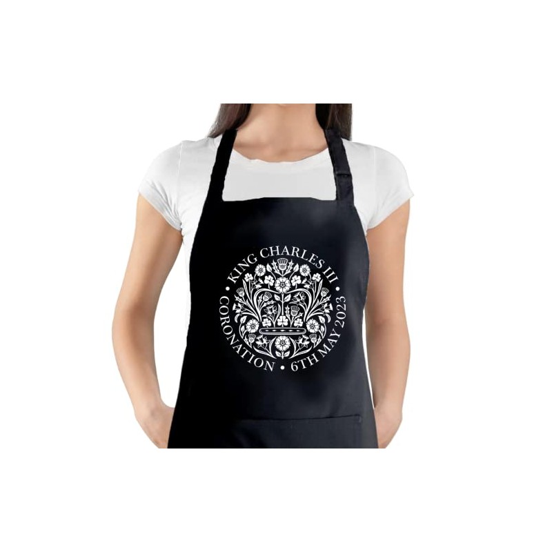 Second Ave Black Apron Unisex King Charles III Royal Coronation