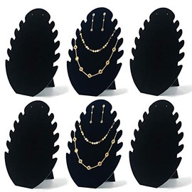 7TH VELVET Jewelry Display Stand Necklace Display Stand, Jewelry Easel Necklace and Earing Set Display Large Capacity Necklace Holder Velvet, 6PCS