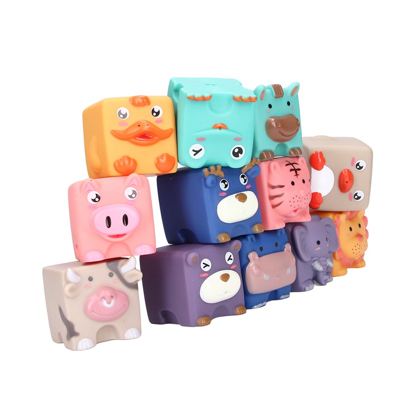 Baby Blocks Soft Silicone Baby Building Blocks Squeeze Toys for