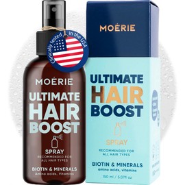 Moerie Ultimate Hair Growth Spray Designed to Strengthen & Stop Hair Loss - 100% Natural Serum for with over 100 Minerals, Vitamins & Amino acids - Fresh Scent - 5.07 Fl. Oz