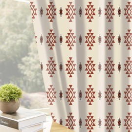 EOTDMS Western Boho Curtains for Living Room Southwestern Aztec Blackout Curtains for Bedroom Rustic Geometric Pattern Room Darkening Window Drapes 42x84 Inches 2 Panels,Beige and Red