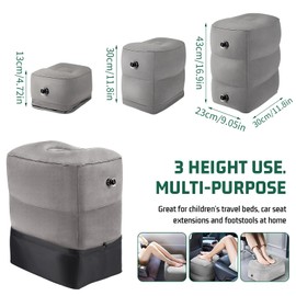 Amexo Inflatable Footrest Cushion for Travel, Height Adjustable Aeroplane Travel Pillow, Portable Foot Cushion, Travel Bed Box for Toddlers, Suitable for Travel, Car, Train, Home and Office