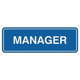 Standard Manager Door/Wall Sign - Blue - Medium