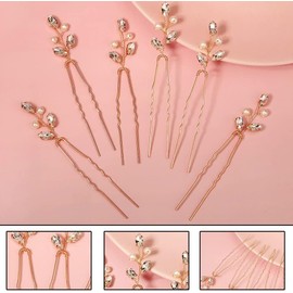 8 Piezas Horquillas De Perlas Para El Pelo, BetterJonny Horquillas de Cristal Pasadores de Pelo de La Boda Rhinestone Horquillas de Pelo de Perlas para Novia Mujeres y Niñas