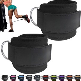 Comfortable Adjustable Padded Ankle Wrist Cuffs Neoprene Padded Straps D-Ring Glute Kickback for Cable Machine, Ideal for Glutes  foam handle arm strength lifting  straps large cordless -weighted   calisthenics tool leg butt  workout sweet Yoga Yoga home