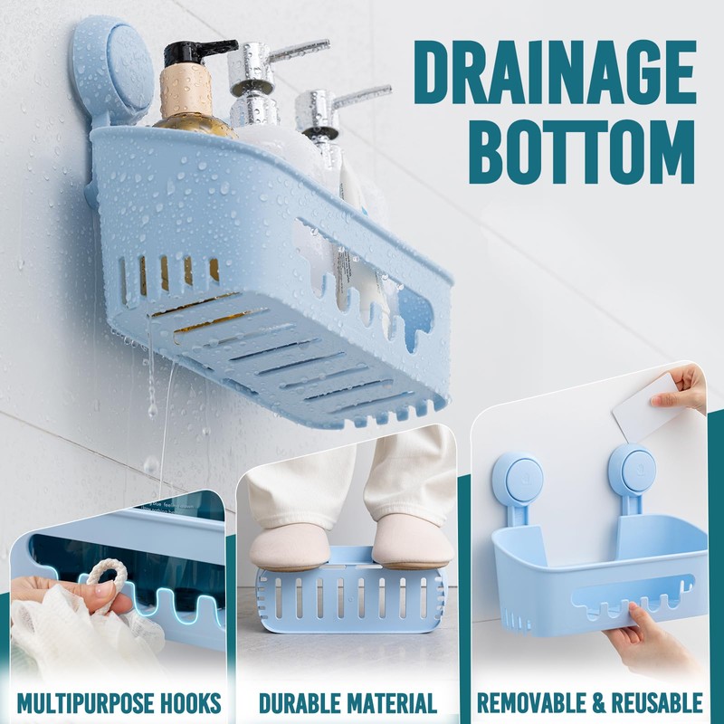 TAILI Shower Shelf Suction Cup No Drilling Shower Organiser Shower