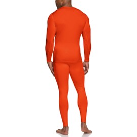 TSLA Men's Thermal Underwear Set, Microfiber Soft Fleece Lined Long Johns, Winter Warm Base Layer Top & Bottom, Soft Micro Fleece Orange, Medium