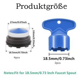 Pack of 6 Aerator M18.5 Tap Bubbler, Tap Strainer, Aerators for Taps, Built-in Tap Aerator, Tap Strainer, Replacement Aerator with 2 Aerator Tool Keys