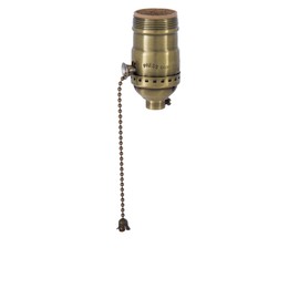 B&P Lamp® Brass Pull Chain Socket, Antique Brass Finish, Pull Chain, On/Off Function, Uno Thread Shell