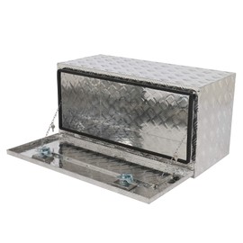 AutoForever 42" W x 18" H x 17" D Aluminum Truck Tool Box, Diamond Plate Waterproof Underbody Toolboxes Trailer Pickup Truck Bed ATV RV Storage Organizer with Lock & Keys, Silver