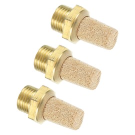 MECCANIXITY 3PCS Pneumatic Exhaust Muffler, g 1/8" Thread Male Sintered Bronze Muffler Brass Air Line Fittings for Pneumatic Tools and Industrial Machinery