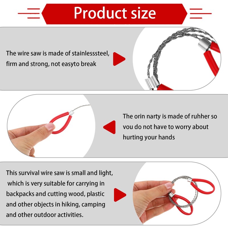 Pack of 4 Stainless Steel Rope Saw, 80 cm Wire