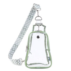 Clear Bag Stadium Approved, Clear Sling Bag with Embroidered Strap, Clear Crossbody Fanny Pack for Concerts Festivals Sports Events-Green