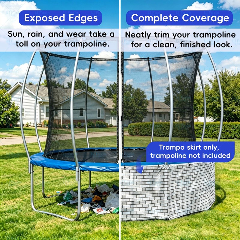 Trampoline Skirt,Suitable for 12ft and Larger Trampolines,Weather Resistant and Durable,Tool-Free