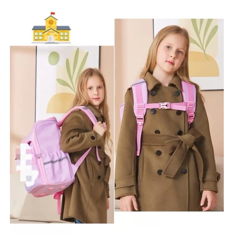 Mochila Escolar Para Primaria Juvenil Grande Doble Bolsa Al Frente