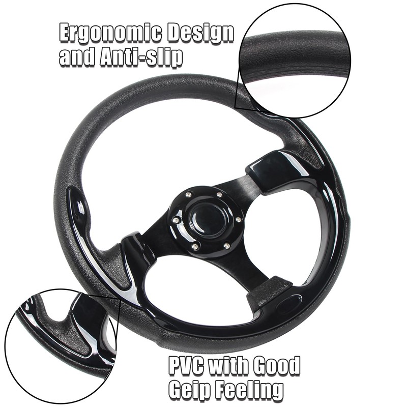 Universal EZGO Steering Wheel with Black Aluminum Frame Golf Cart