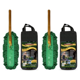 California Car Duster Standard Auto Car Duster with Wood Handle, Green Mop 2-Pack 64442
