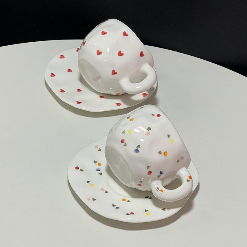 WULUN Ceramic Saucer with Pattern Thick Ceramic Multiple Models -