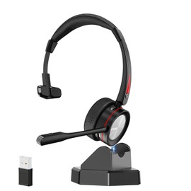Single Ear ENC Wireless Headset for Work, Monaural BT Headset with Noise Canceling Microphone, 40H Working Time, Wireless Office Headphone with Microphone for Laptop/Computer/Zoom/Teams/Truck Driver