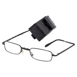 Calabria 308 Folding Reading Glasses +5.00 Black Men Women Slim Foldable Pocket Reader Spring Hinge Eyeglass Compact w/Case