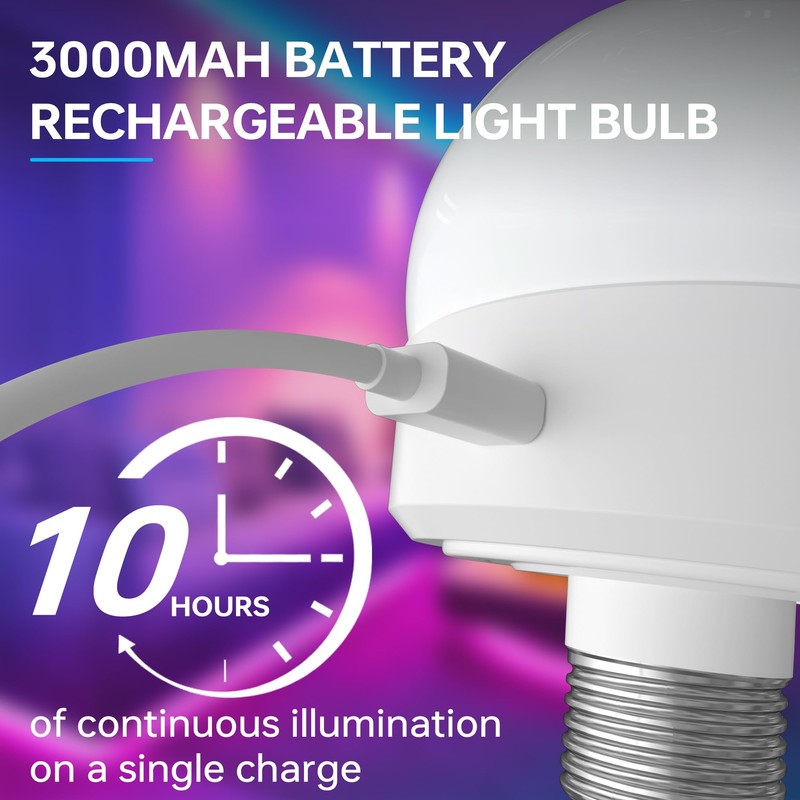 Rechargeable Battery Night Light Bulb: 3000mAh LED Bulb with Remote