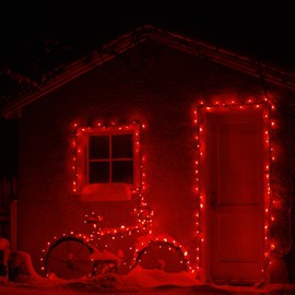 Solar String Lights for Outside, 39Ft 100 LED Solar String Lights Outdoor with 8 Modes，Solar Lights for Outside Waterproof for Yard, Fence,Balcony, Party,Christmas Tree Decorations (Red)