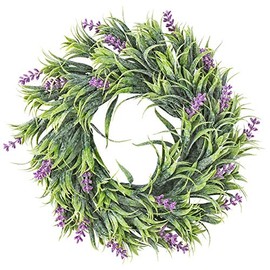 Ideen mit Herz Decorative Wreath, Design 12, Inside: Diameter 9.5 cm, Outside: Diameter 25 cm, with Purple Flowers