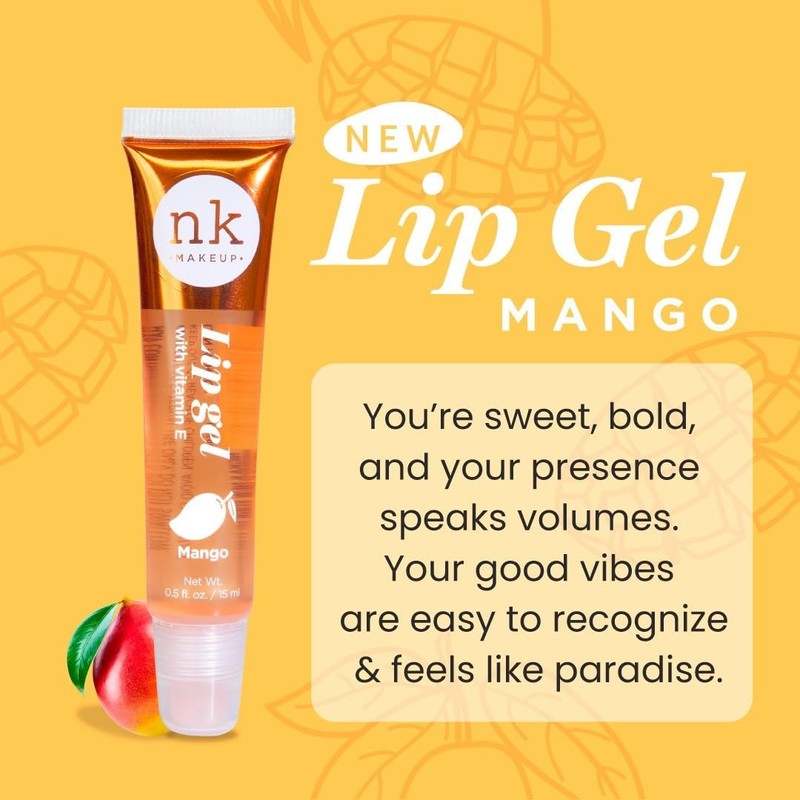 NK lip gloss gel 15ml Vitamin E, Shiny, Nourishes, Mango,