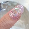 Pink Bear Star UruUru Handmade Nail Tip - Short Oval
