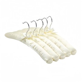 Wonafa 5 Pcs Satin Padded Hangers for Women Clothing, Sweater Hangers No Bump，Anti Slip Cushioned Hangers for Sweaters, for Clothes Sweaters Dresses Suits (5, Beige)