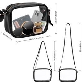 VKIOIP Stadium Approved Crossbody Clear Bag,Small See Through Purse Handbag with Adjustable Shoulder Strap for Sports Events,Festival,Travel(Beige), Beige-1, Medium, Crossbody Clear Bag