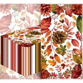 100 PCS Fall and Thanksgiving Paper Napkins Disposable, Fall Paper Napkins with Maple Leaves, Bathroom Paper Hand Towels for Dinner and Kitchen