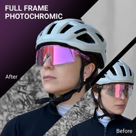 KAPVOE Photochromic Cycling Glasses UV 400 Protection TR90 Frame Sports Sunglasses Sports Glasses for Men Women Sports Cycling Cycling Glasses MTB Driving Baseball Cycling Running 61 Pink