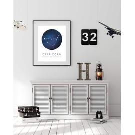 Capricorn Zodiac Constellation Art 14" x 11" - Minimalist & Dreamy Astrology Print - Perfect Horoscope Print for Nursery Decor, Bedrooms, Playrooms, Classrooms, and Gifts