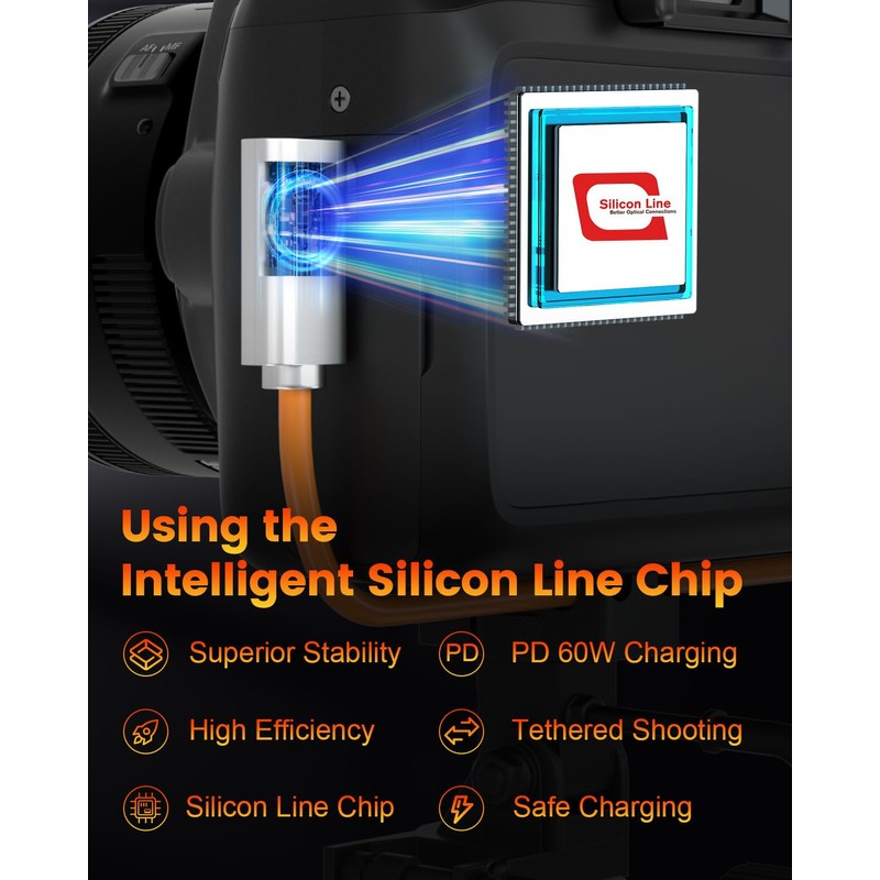 Fiber Optic USB C Tethering Cable 15 FT, 10Gbps 60W