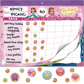 Gooji Princess Reward Chart for Kids - Motivational Chore Chart for Kids, Behavior Chart for Kids at Home, Sticker Chart - Perfect for Encouraging Good Habits, Learning, and Responsibility