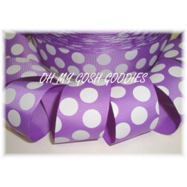25 YARD SALE 1.5 ORCHID WHITE CLASSIC JUMBO DOTS EASTER GROSGRAIN RIBBON
