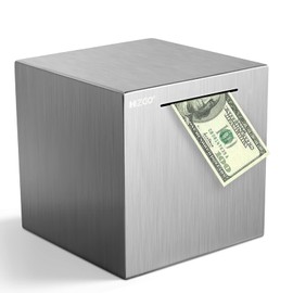 hizgo Piggy Bank for Adults Stainless Steel Savings Bank to Help Budget and Save Must Break to Access Money（7.9 inch）