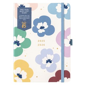 Busy B Diary - A5 Mid-Year Academic Diary - Busy Life Weekly Journal - Aug 25 - Aug 26 – Floral Print Cover - Life Planner with Dual Schedules, Year Calendar, Pen Loop, Pockets & Elastic Closure