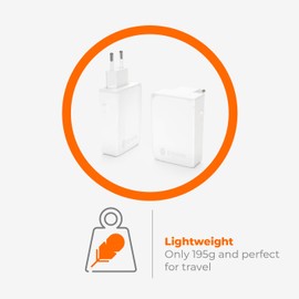 Einova Sirius 65W Lightweight Universal USB-C Laptop Charger for Travel | GaN Power Supply | Compatible with Apple & Android Smartphones, Laptops and Tablets - White