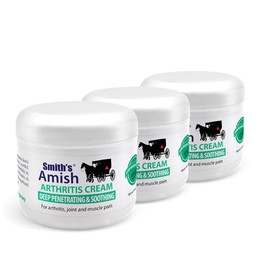 SMITH'S AMISH Arthritis Soothing Cream 3 Pack (Three 4 oz Jars) with Arnica, Tea Tree, Eucalyptus, Peppermint and Rosemary